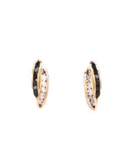 Earrings gold K14  "Double row"