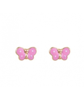 Earrings gold K14 "Pink Butterfly"