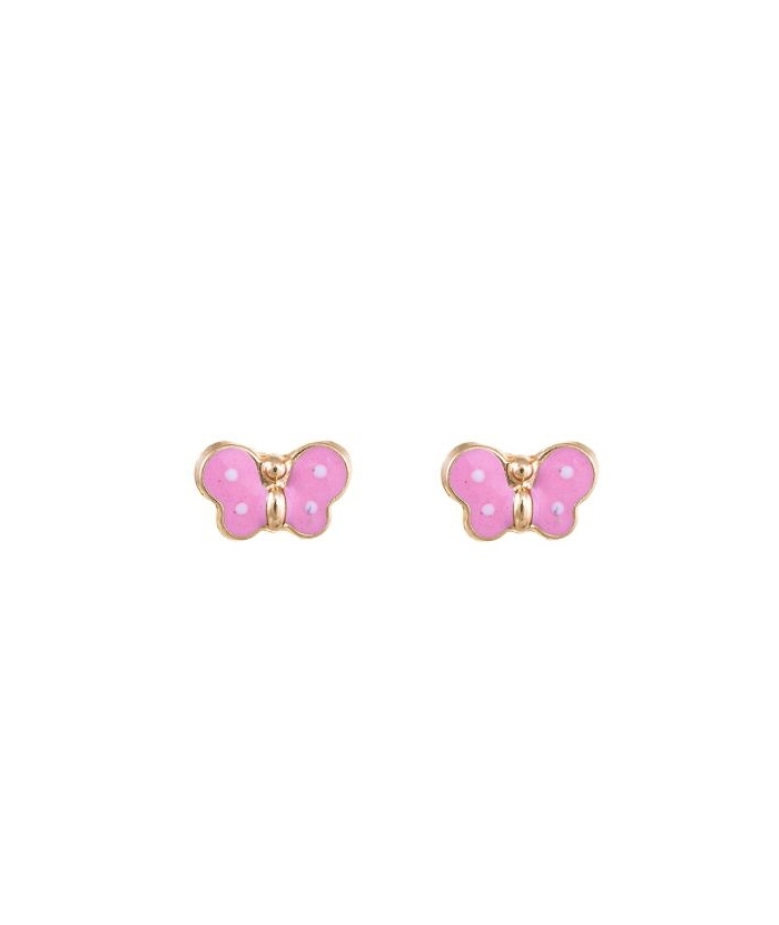 Earrings gold K14 "Pink Butterfly"