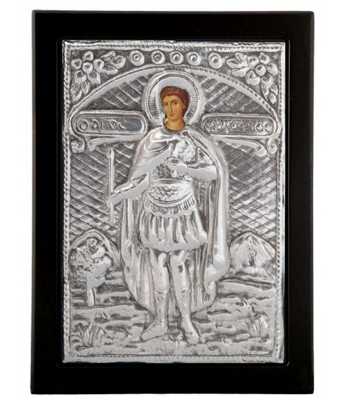 Ασημένια Εικόνα "Αγιος Φανούριος" 19x24cm