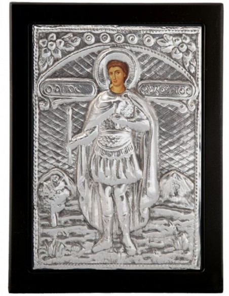 Ασημένια Εικόνα "Αγιος Φανούριος" 19x24cm