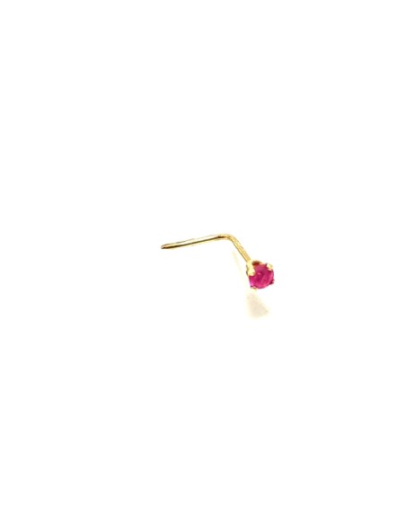 Σκουλαρίκι Μύτης Χρυσό Κ14 με Ρουμπίνι 0.025ct