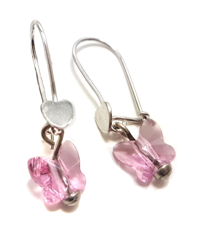 Earrings children Whitegold 'Pink Butterflies'