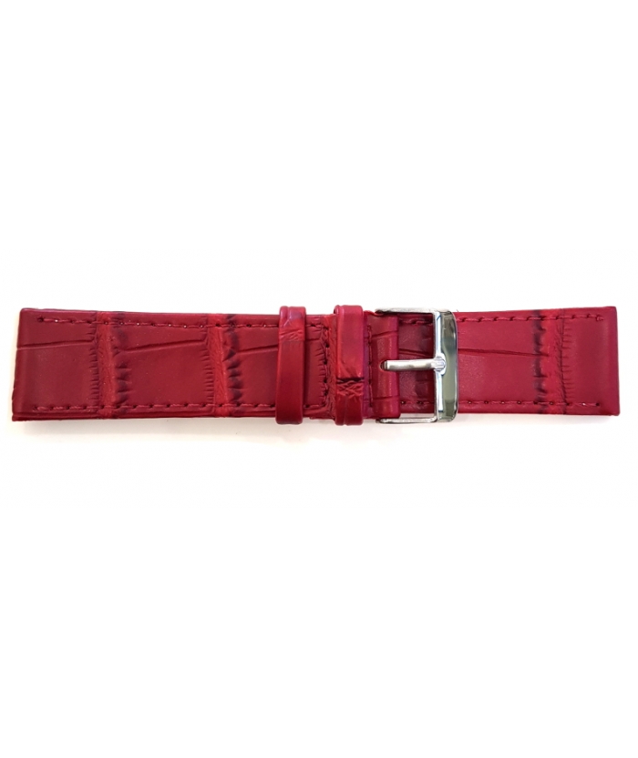 Leather Strap dark red crocodile 22mm