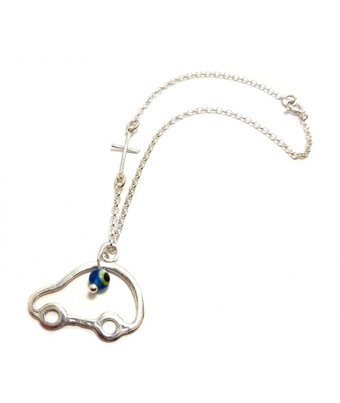 Car Amulet Silver 925° "Car and eye"