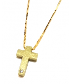 Necklace Gold K14 "Cross double side"
