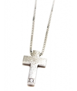 Necklace Whitegold K14 "Cross double side"