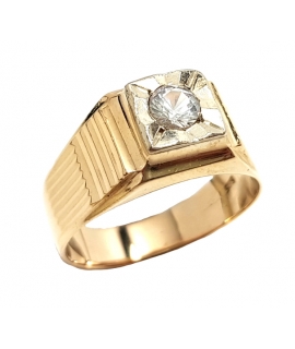 Ring Man's gold K14 with one zircon
