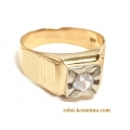 Ring Man's gold K14 with one zircon