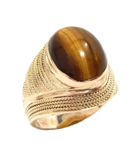 Antique Ring Gold K14 "Tiger eye"