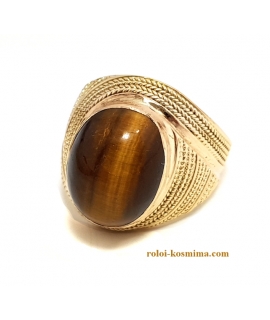 Antique Ring Gold K14 "Tiger eye" 2