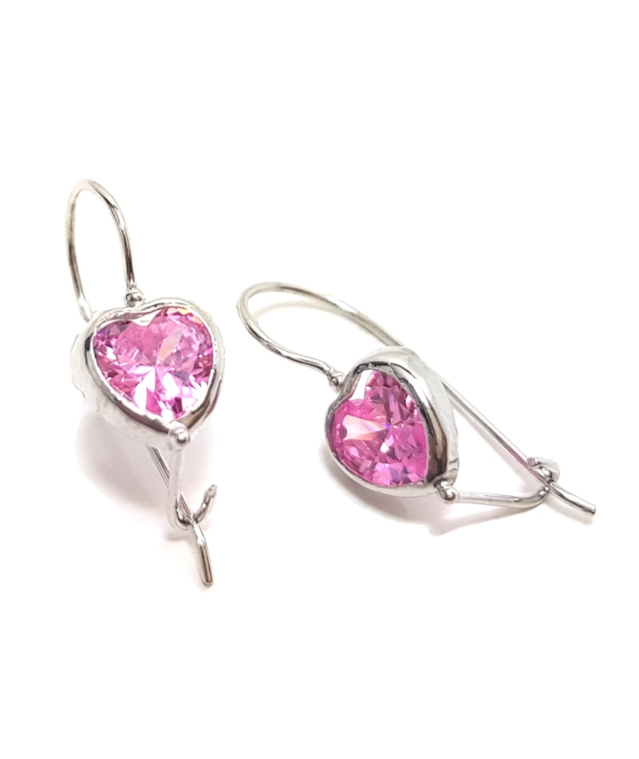 Earrings children White-Gold 'Pink Hearts'