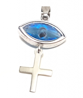 Child Pendant Whitegold "Eye & cross"