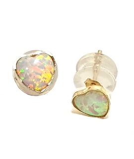 Earrings gold K14 "White opal"