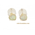 Earrings gold K14 "White opal"