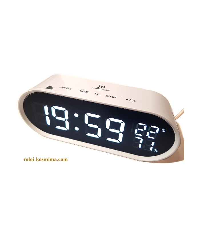 Ρολόι Ξυπνητήρι JM Ψηφιακό Ρεύματος με Θερμόμετρο-Υγρόμετρο JE5110