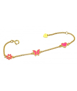 Bracelet Child Silver "Heart & Butterfly"