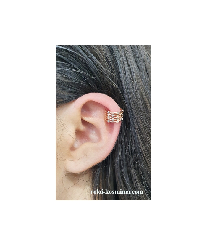 Σκουλαρίκι Ασημένιo Rosegold τύπου ear-cuff