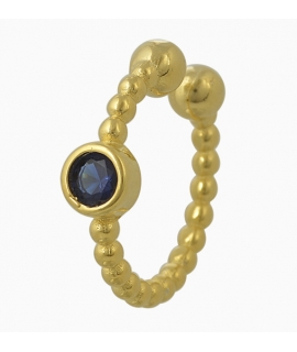 Earring Silver Goldplated type ear-cuff "Blue zircon"