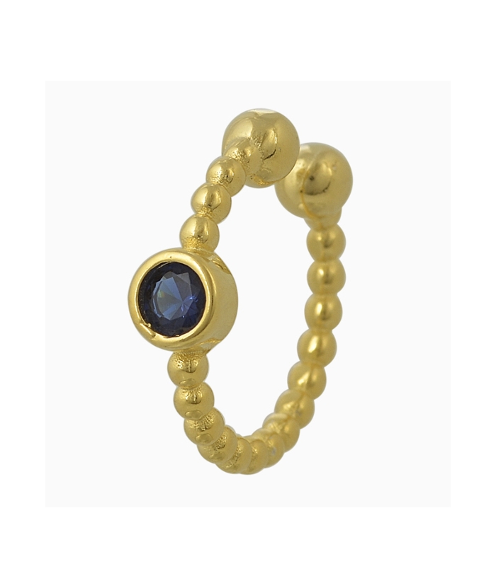 Σκουλαρίκι Ασημένιo goldplated ear-cuff "Blue zircon"