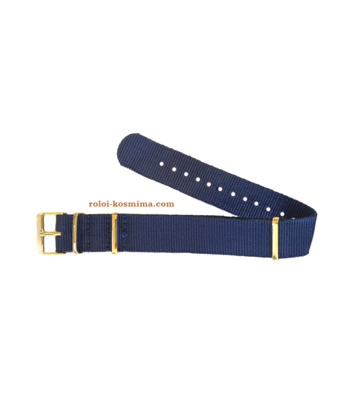 NATO Strap 20mm Blue gold buckle