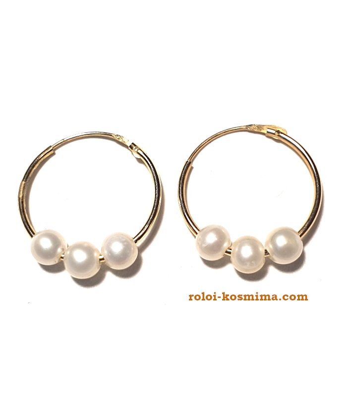 Earrings hoop gold K14 "Mini" with pearls