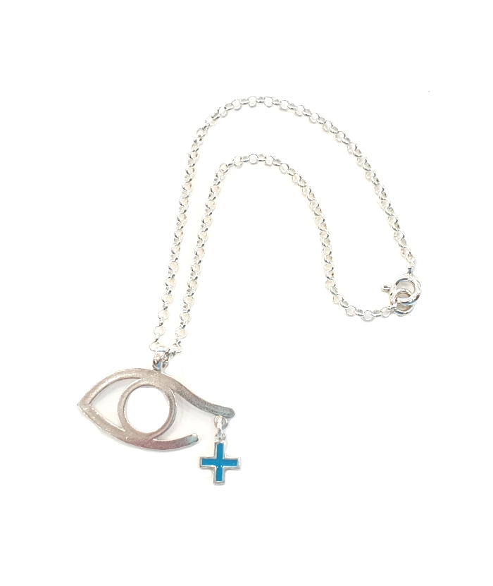 Car Amulet Silver 925° "Eye and cross"