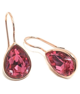 Earrings Silver Hanging "Tear" Rosegold Rubin