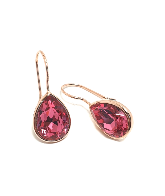 Earrings Silver Hanging "Tear" Rosegold Rubin