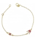 Bracelet Gold Κ9 "eye & crown" pink enamel