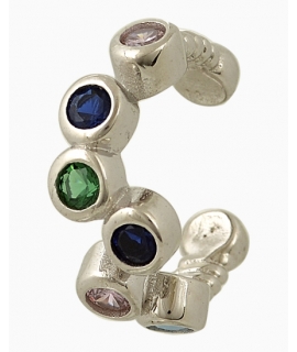 Σκουλαρίκι Ασημένιo ear-cuff "Σειρέ Πολύχρωμο"
