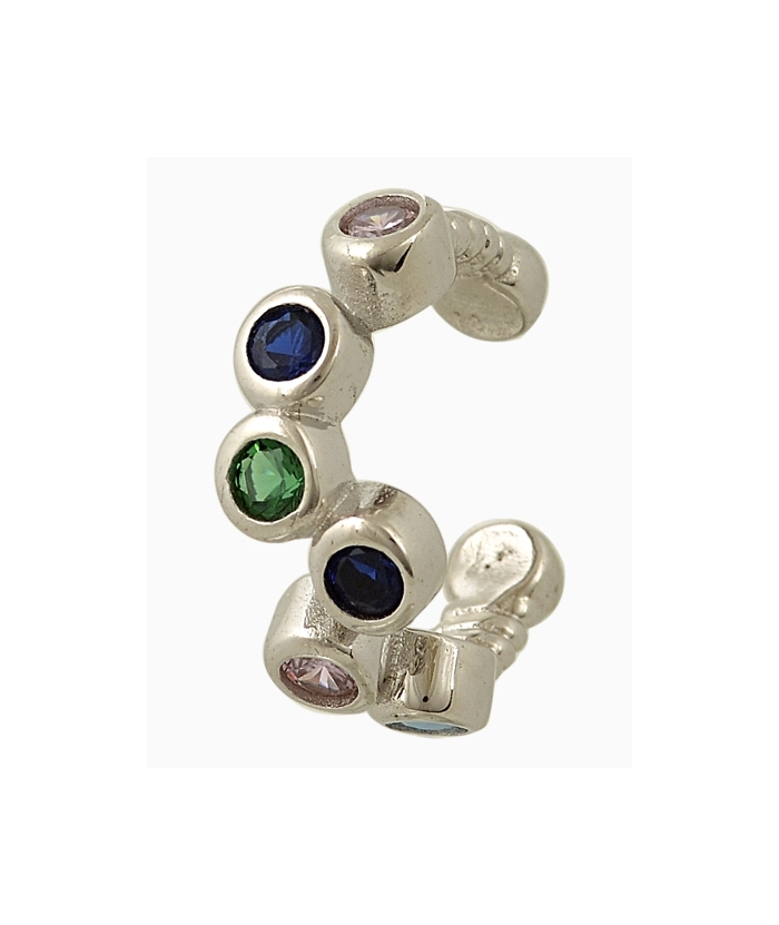 Σκουλαρίκι Ασημένιo ear-cuff "Σειρέ Πολύχρωμο"