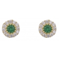 Earrings gold K14 Emerald