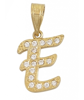 Monogram Gold K14 letter Ε with zircons