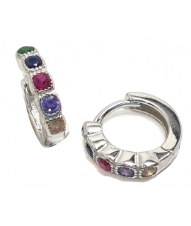 Earrings hoop Silver colorful