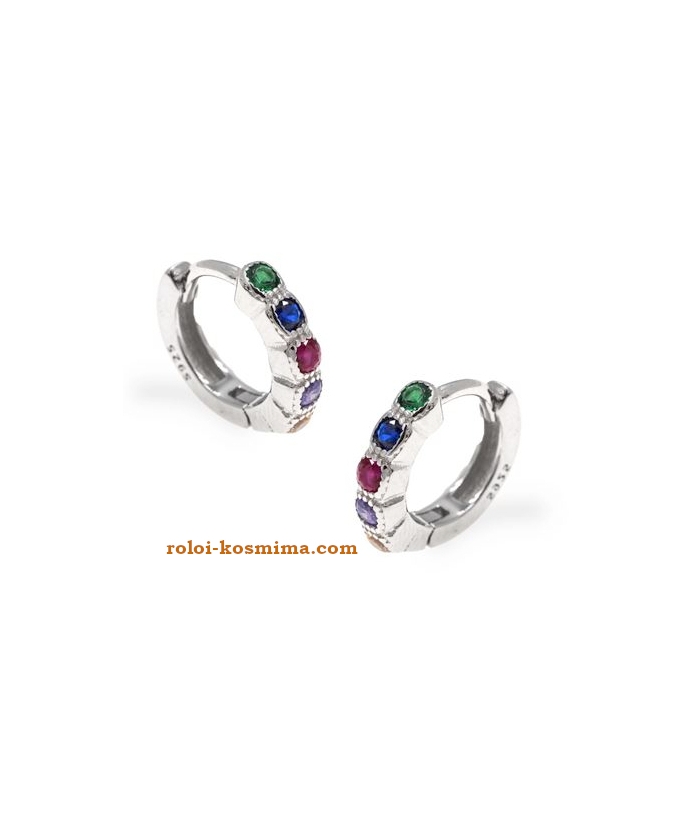 Earrings hoop Silver colorful