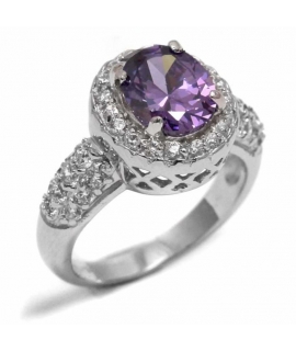 Ring Silver Rozeta with amethyst