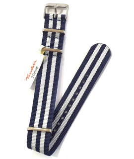 NATO Strap S151 20mm white-Blue