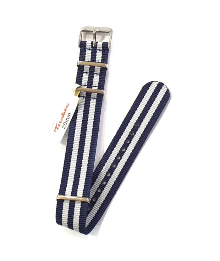 NATO Strap S151 20mm white-Blue