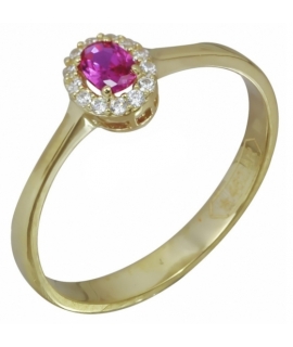 Ring gold K14 with Rubin