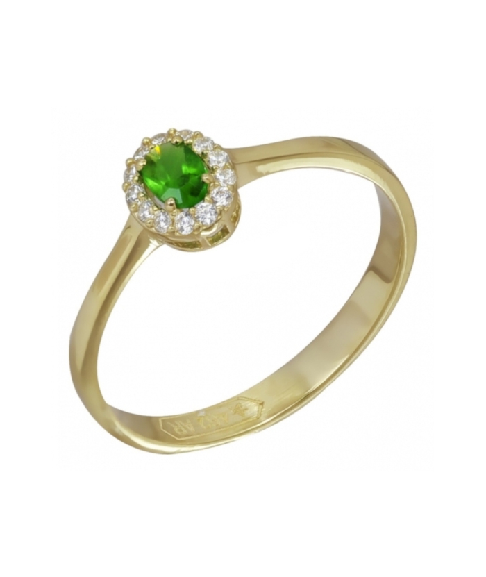 Ring gold K14 with Emerald