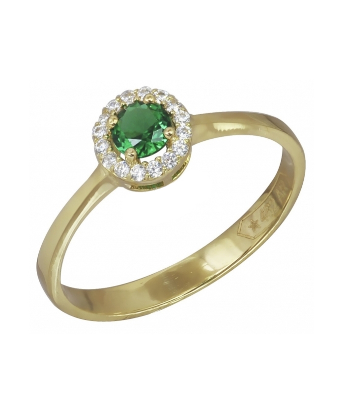 Ring gold K14 with Emerald