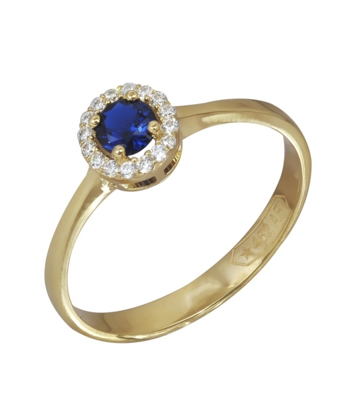 Ring gold K14 with Sapphire