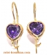 Earrings Gold Κ14 Hearts Amethyst