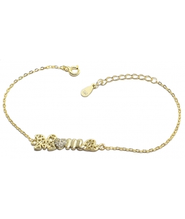 Bracelet Silver goldplated Mama with hearts