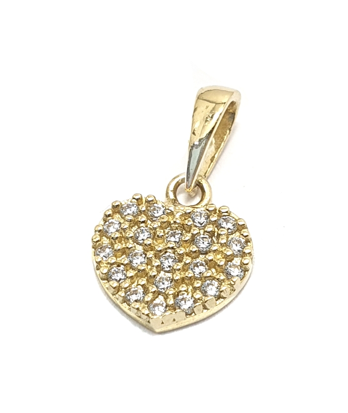 Necklace Gold Κ14 Heart with zircons