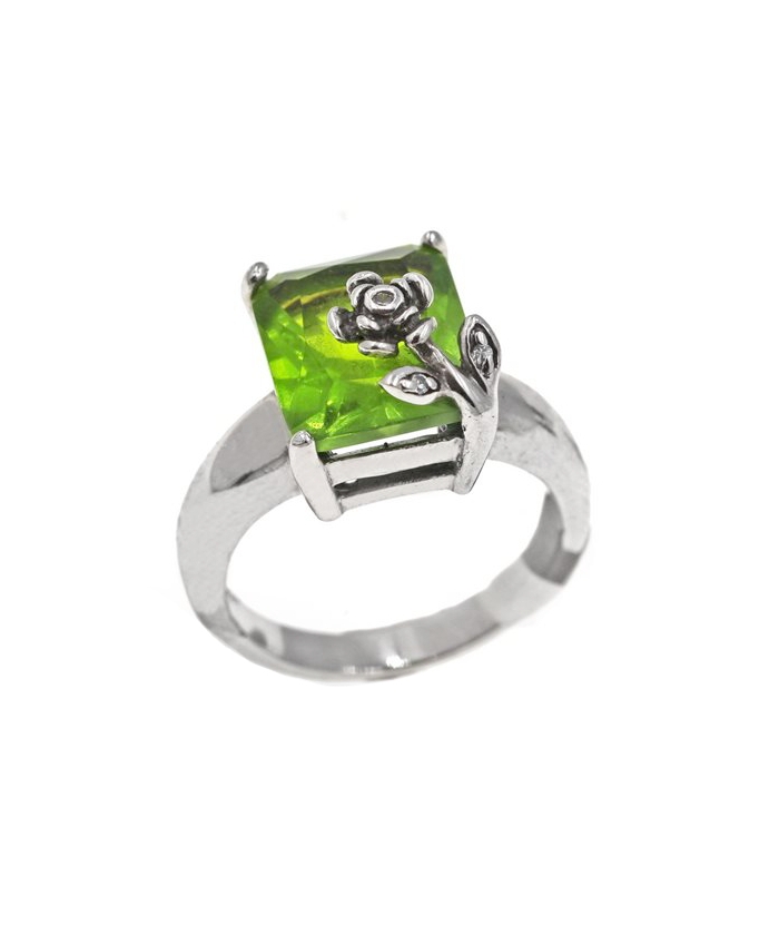 Ring Silver Rozeta with emerald