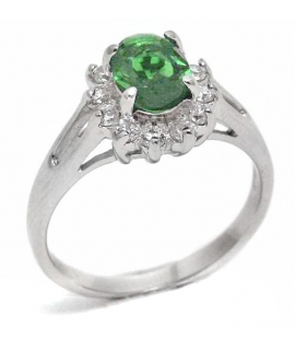 Ring Silver 925° Rosette with emerald