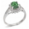 Ring Silver 925° Rosette with emerald