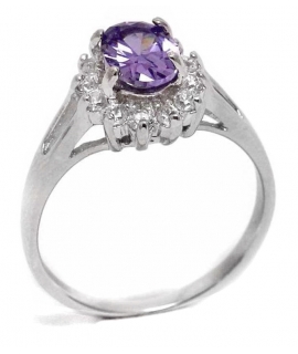 Ring Silver 925° Rosette with amethyst